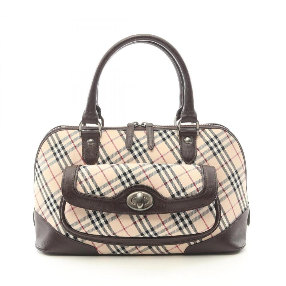 Burberry Nova Check Handbag, Canvas and Leather, Women's, Beige, Brown, Multi...